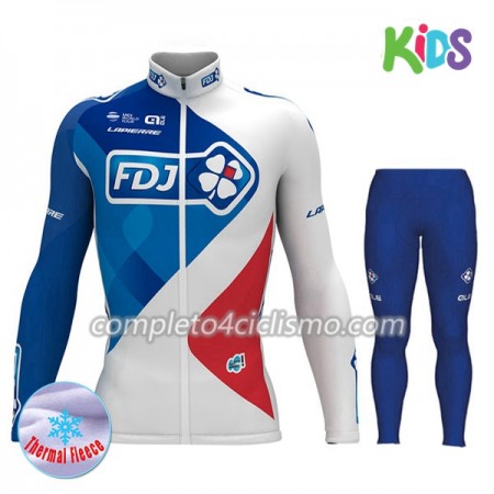 Completo Maglia Ciclismo + Calzamaglia 2017 FDJ Bambino N001 Winter Invernale